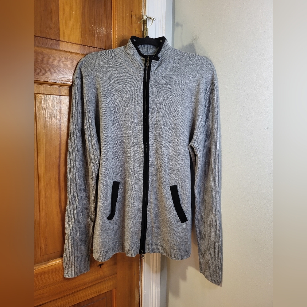 Autumn Cashmere NWT Cashmere & Merino Wool Sheepskin Trim Full Zip Sweater